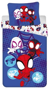 Lenjerie de pat pentru copii albastră din bumbac pentru pat de o persoană 140x200 cm Spidey – Jerry Fabrics