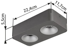 Spot LED aplicat aluminiu gri HANGARAU 2