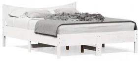 Cadru de pat, alb, 135x190 cm, lemn masiv de pin
