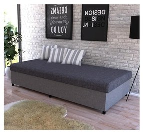 Pat tapițat CORY 80x200, gri, cu spațiu de depozitare