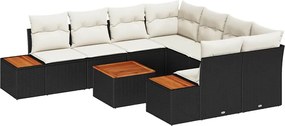vidaXL Set de canapele pentru grădină cu pernă 9 pcs Negru Rattan poli