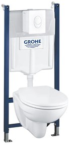 Set vas WC suspendat cu capac si rezervor incastrat Grohe Solido Compact 4 in 1 cu clapeta alba Skate Air preasamblat