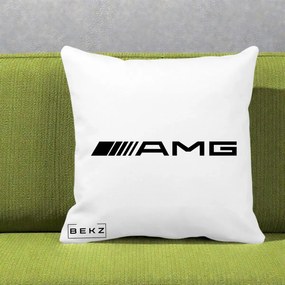 Perna Personalizata cu emblema Mercedes-AMG, 40x40 cm, Alba Mata, Husa Detasabila, Perna Inclusa, BEKZ®