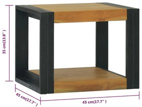 Dulap de baie suspendat, 45x45x35 cm, lemn masiv de tec Maro si negru, 45 x 45 x 35 cm, 1