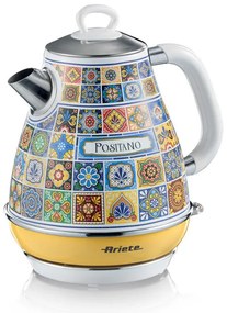 Ceainic electric Ariete Positano 2869/0P, 2000 W, 1,7 l, filtru detașabil, fereastră de vizualizare a nivelului apei, bază fără fir 360C, alb/galben