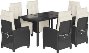 vidaXL Set mobilier de grădină cu perne, 7 piese, negru, poliratan