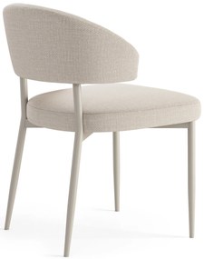 MAZZONI EXPORT IRIS Bej (material Basel 24)/cadru bej-gri (cașmir) - SCAUN MODERN TAPIȚAT PENTRU SALON/SUFRAGERIE BOHO