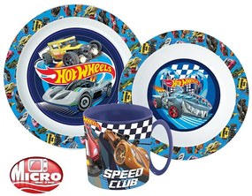Hot Wheels Blue Fire set de masă, set din plastic micro cu cană de 350 ml