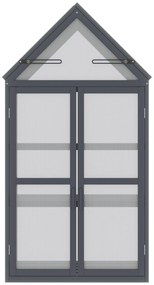 Seră mini Outsunny cu 3 nivele, sere pentru plante cu acoperiș rabatabil, uși duble din lemn, policarbonat rezistent la intemperii, natural, 70,5 x 42 x 132 cm | Aosom Romania