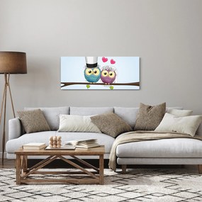 Tablou - Bufnițe îndrăgostite (120x50 cm)