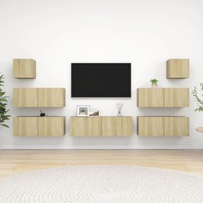 Set de dulapuri TV, 7 piese, stejar sonoma, PAL 1, Stejar sonoma, 100 x 30 x 30 cm