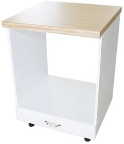 Corp pentru cuptor incorporabil cu sertar Zebra, Alb/MDF Alb mat, cu blat artar, 60 x 85 x 60 cm