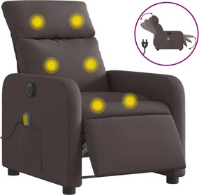 vidaXL Fotoliu electric de masaj rabatabil, maro închis, textil