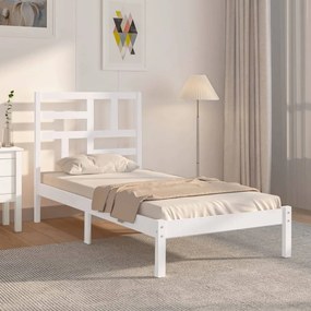 3105911 vidaXL Cadru de pat Small Single 2FT6, alb, 75x190 cm, lemn masiv