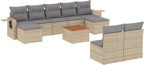 vidaXL Set canapele de grădină, 10 piese, cu perne, bej, poliratan