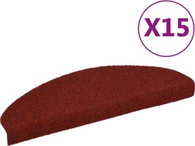 vidaXL Covorașe pentru scări autoadezive, 15 buc., 65x21x4 cm, roșu bordeaux, semirotunde, mari