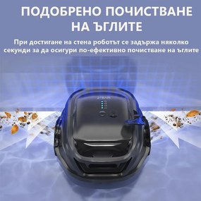 Robot curatare piscine fara fir Wybot A1, 33W, SMART, Pentru pana la 80 m², Autonomie 120 min, Auto-parcare, Auto-revers, IPX8, Negru