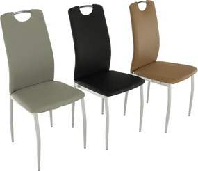 Scaun dining, piele ecologică bej/crom, ERVINA