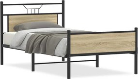 vidaXL Cadru de pat fără saltea Stejar Sonoma 107x203cm Lemn prelucrat