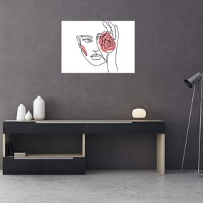 Tablou - Linie de artă față cu trandafir (70x50 cm)