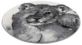 Covor gri, rotund, elegant cu leu adorabil Lăţime: 120 cm