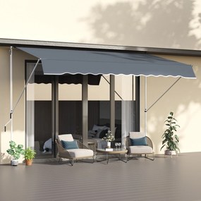 Outsunny Copertină Retractabilă cu Braț Pliabil, 400x120 cm, Gri Închis | Aosom Romania