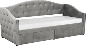Pat cu spaţiu de depozitare, 90x200, ţesătură Velvet gri, ZASKA