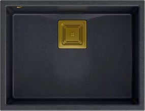 Chiuveta compozit sub blat Quadron Unique David 50 negru - auriu 55x42 cm