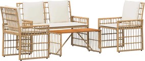 vidaXL Set de Mobilier pentru Exterior 4 pcs Alb Natural și Crem