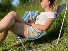 Sezlong pliabil de plaja SAND, dungi gri