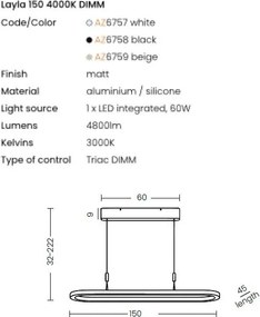 Lustra LED suspendata design modern LAYLA negru 3000K DIMM
