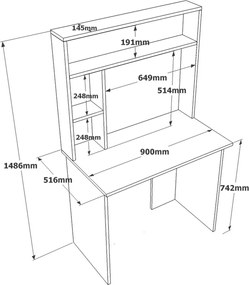 Masă de birou Brino Atlantic Pine and White