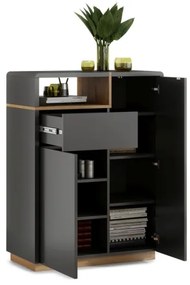 Comodă cu sertar FRED, antracit/stejar artisan