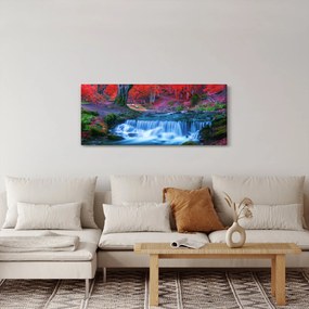 Tablou - Cascada în pădurea roșie (120x50 cm)