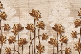 Tablou cu abstracția florilor - maro (90x60 cm)