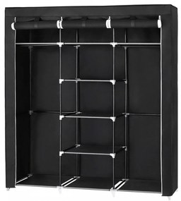 Dulap Haine cu 5 Rafturi si 2 Bare, Husa Detasabila, Metal, Negru, Vasagle, RYG12B