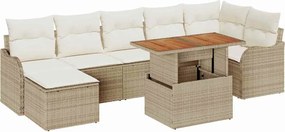 vidaXL Set de canapele pentru grădină cu pernă 8 pcs bej și crem