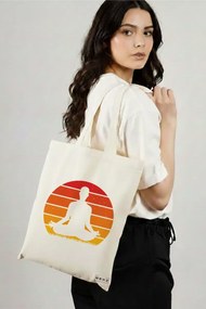 Sacosa de Panza pentru Cumparaturi, Geanta Tote Yoga 7, 38x34.5 cm, Alba, BEKZ®