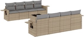 vidaXL Set canapele de grădină, 9 piese, cu perne, bej, poliratan