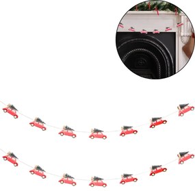 Ghirlanda de lemn de Craciun WINTER CARS, 1,5 m