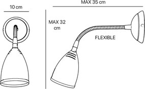 Aplica de perete din alama cu spot si brat flexibil Stoccolma