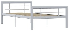 284556 vidaXL Cadru de pat, gri și alb, 90 x 200 cm, metal