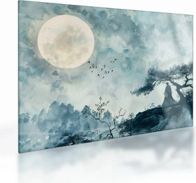 Tablou pe sticlă - Pictură cu lună plină (70x50 cm)