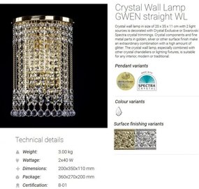 Aplica de perete Cristal Bohemia Exclusive Gwen straight CE