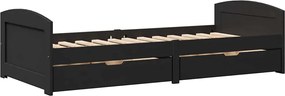 vidaXL Pat de zi cu 2 sertare fără saltea „IRUN” Negru 90x200 cm