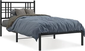 vidaXL Cadru pat metalic cu tăblie, negru, 90x200 cm