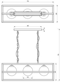 Lustră pe lanț DIEGO 3xE14/40W/230V neagră