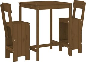 vidaXL Set mobilier de bar, 3 piese, maro miere, lemn masiv de pin