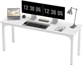 HOMCOM Birou, birou de calculator 180 cm cu blat mare pentru 2 persoane, pentru muncă la domiciliu sau studiu, alb | Aosom Romania