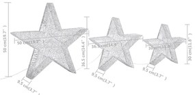 Decor Craciun stele 3 buc. plasa argintie LED exterior interior 3, Argintiu